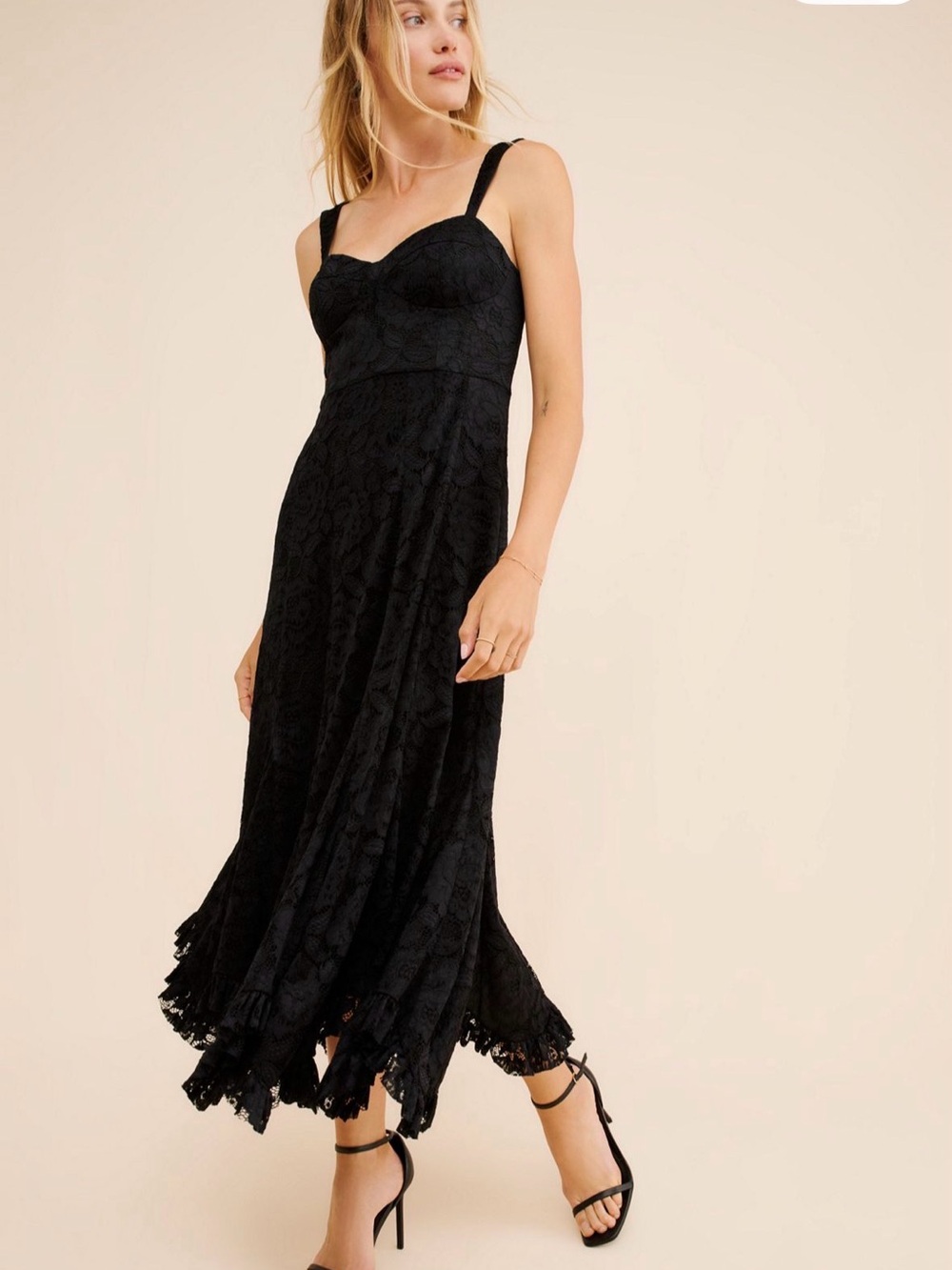 Anthropologie Hutch Stretch Lace Halter Corset Midi Dress Sweetheart Neckline